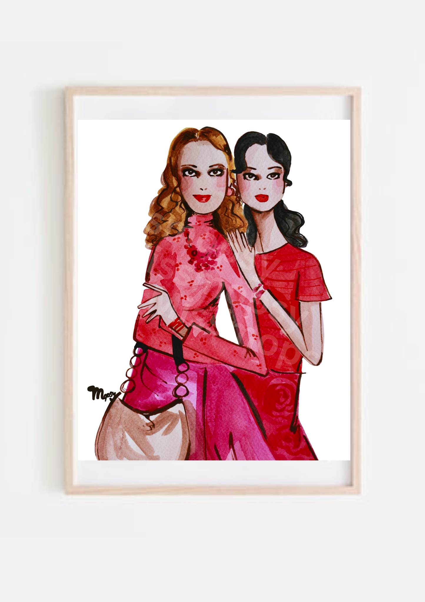 “Girls in Red” Miss Mopsy Art Print