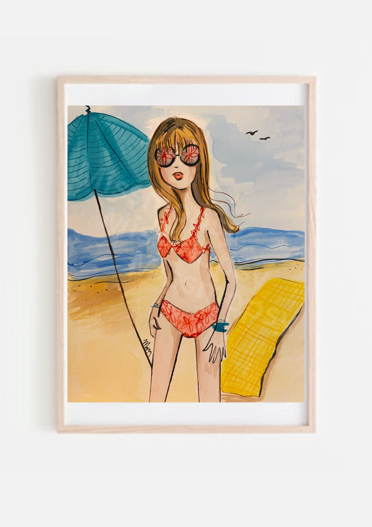 “Beach Day” Miss Mopsy Art Print